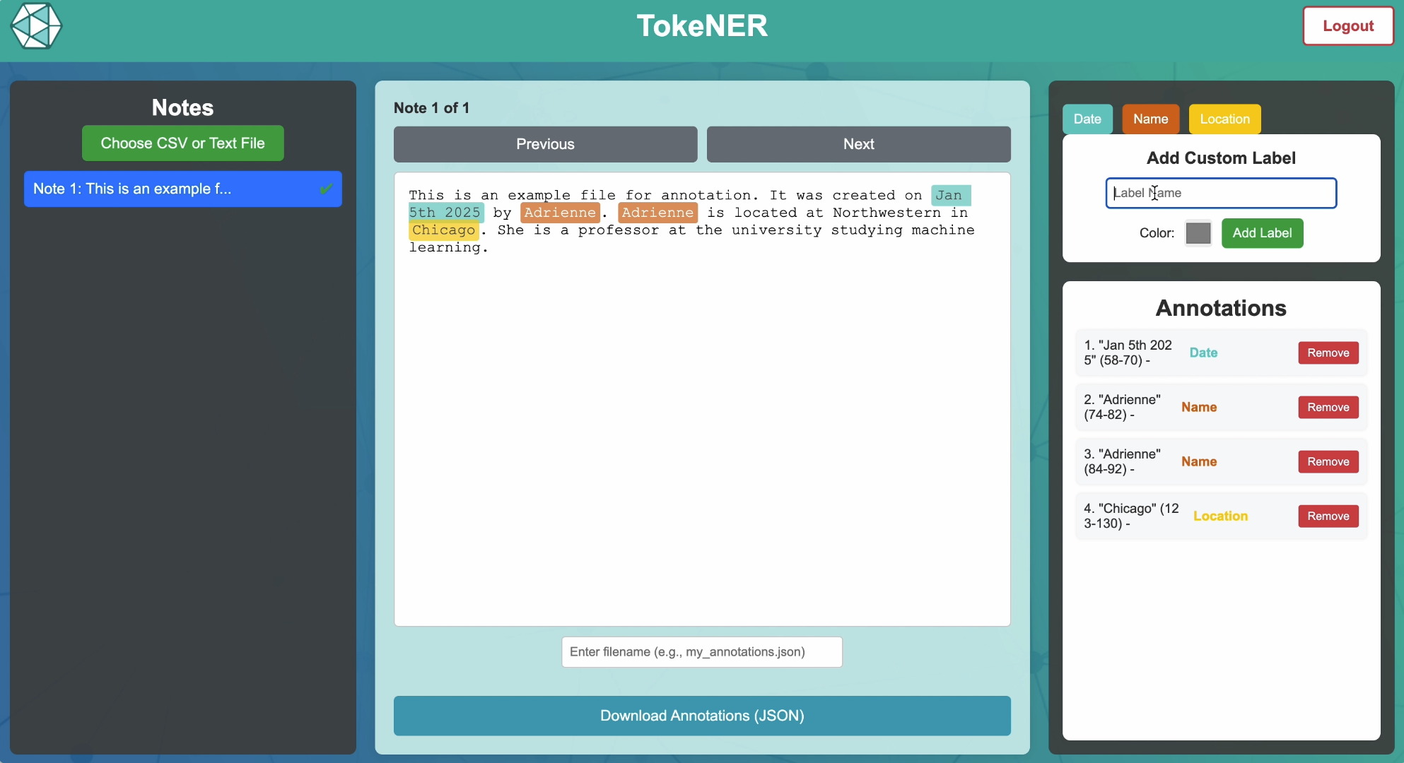 Text Annotation Interface